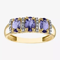 Womens 2MM 1/10 CT. T.W. Genuine Purple Tanzanite 10K Gold Oval Band