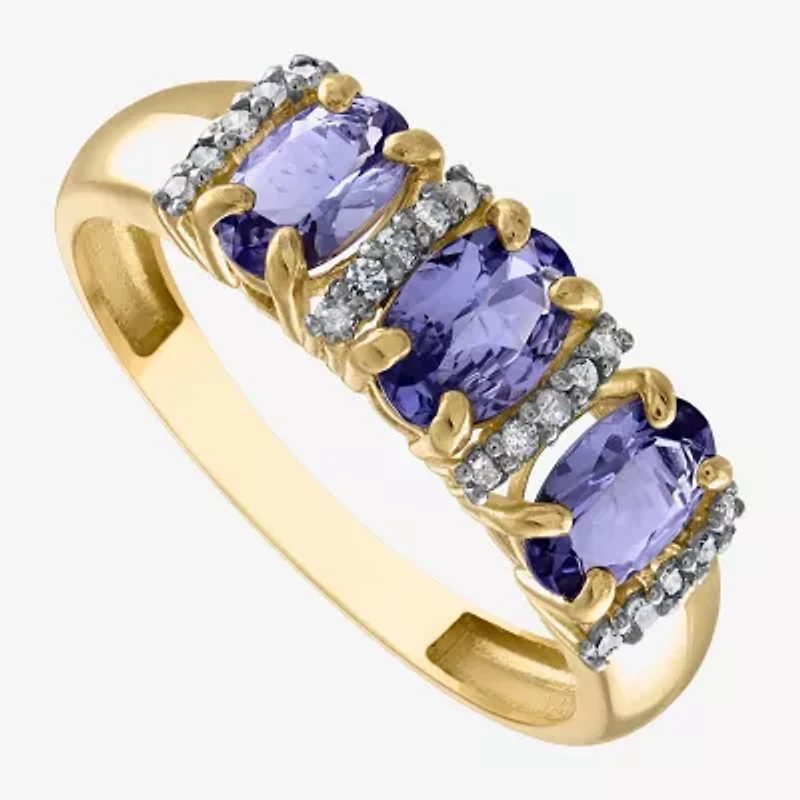 Womens 2MM 1/10 CT. T.W. Genuine Purple Tanzanite 10K Gold Oval Band