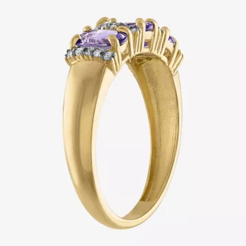 Womens 2MM 1/10 CT. T.W. Genuine Purple Tanzanite 10K Gold Oval Band