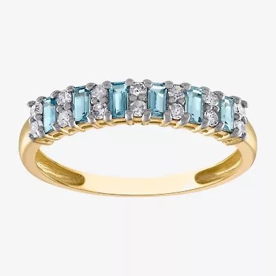 Womens 2.5MM 1/5 CT. Genuine Blue Topaz 10K Gold Band