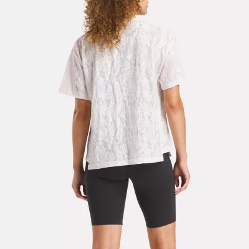 Reebok Womens Crew Neck Burnout Short Sleeve T-Shirt