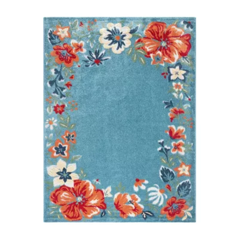 Town And Country Hibiscus Floral Outdoor Indoor Rectangular Area Rug