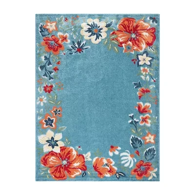 Town And Country Hibiscus Floral Outdoor Indoor Rectangular Area Rug