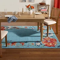 Town And Country Hibiscus Floral Outdoor Indoor Rectangular Area Rug