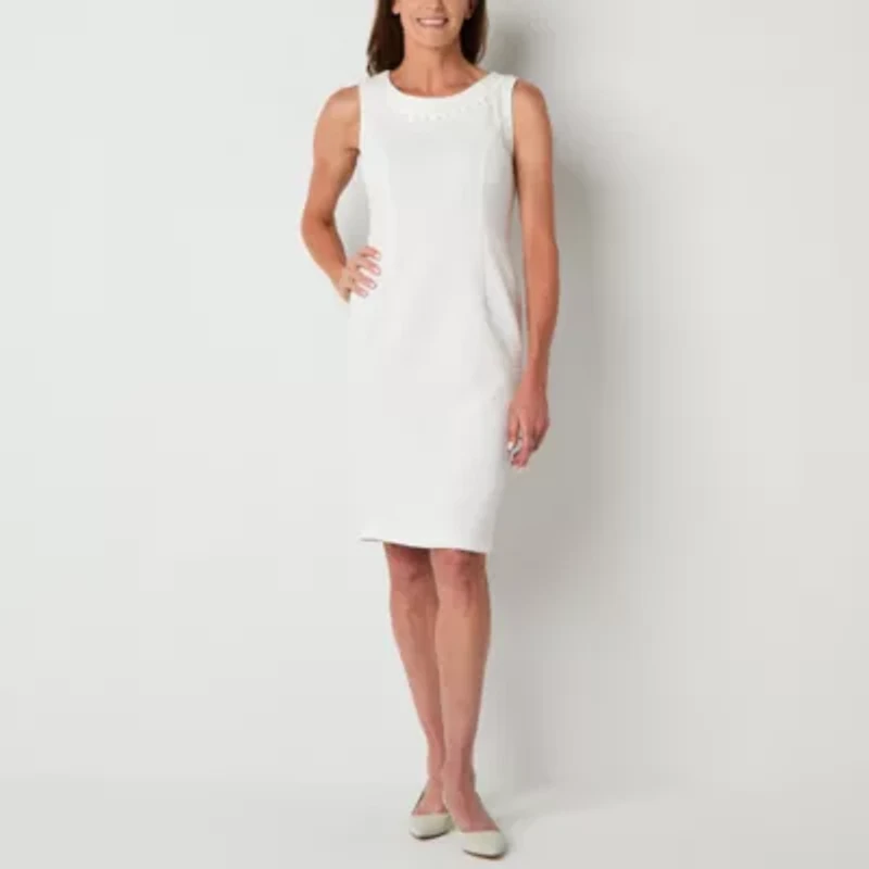 Maya Brooke Womens Pearl Trim Jacket Dress