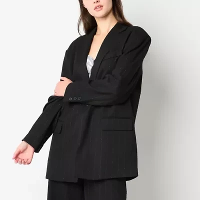Worthington Womens Striped Boxy Fit Blazer