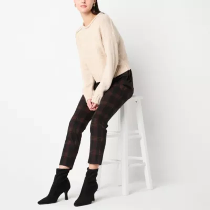 Worthington Womens Crew Neck Long Sleeve Pullover Sweater