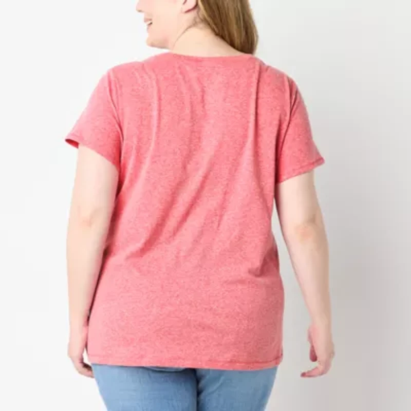 St. John's Bay Womens Crew Neck Short Sleeve Plus T-Shirt