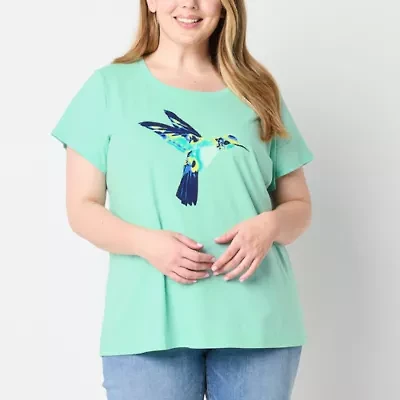 St. John's Bay Womens Crew Neck Short Sleeve Plus T-Shirt