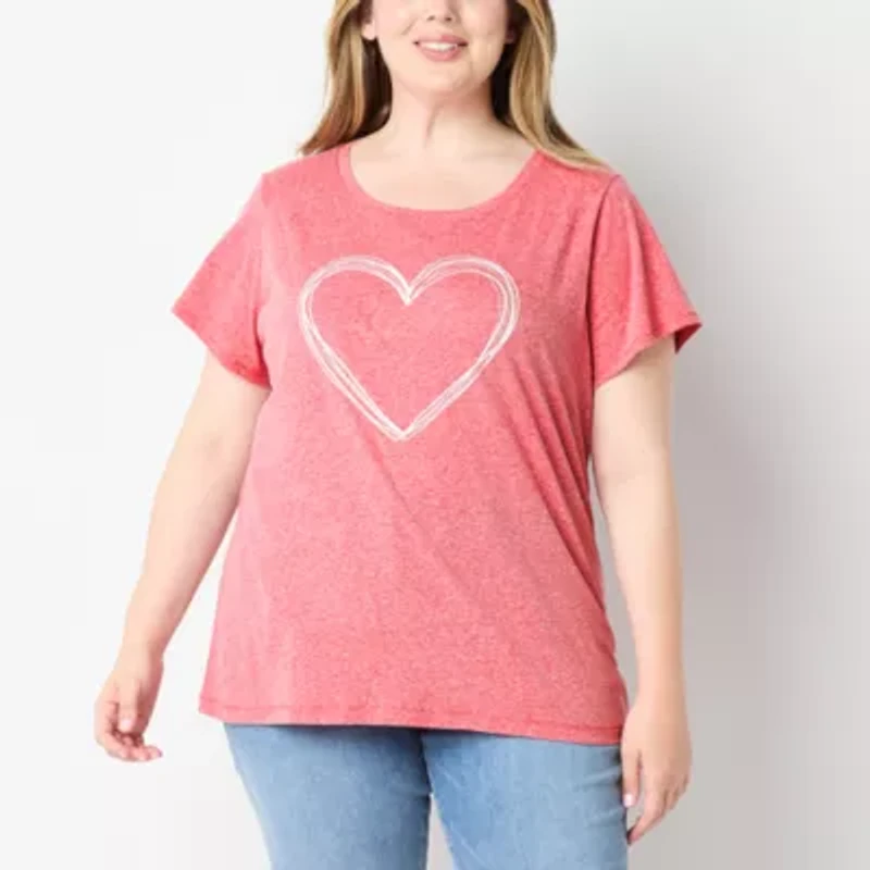 St. John's Bay Womens Crew Neck Short Sleeve Plus T-Shirt
