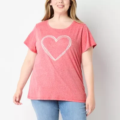 St. John's Bay Womens Crew Neck Short Sleeve Plus T-Shirt