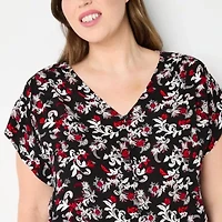 Liz Claiborne Womens V Neck Short Sleeve Plus Blouse