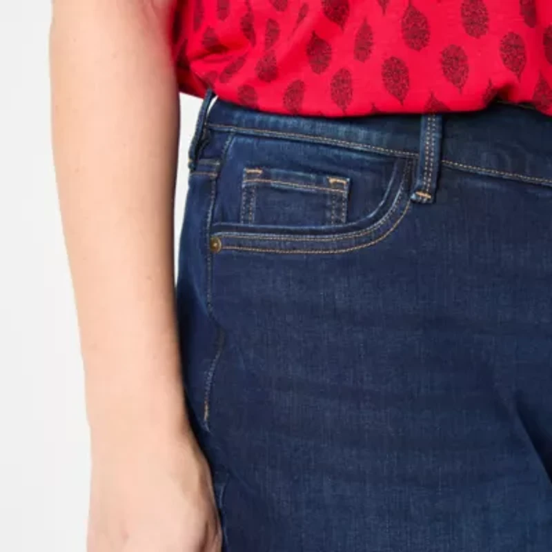Liz Claiborne Sara Womens Plus Slim Mid Rise Capri Pant