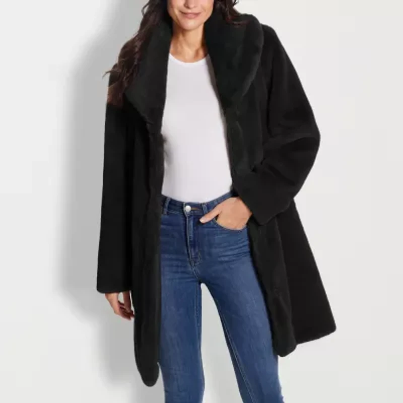 Gallery Womens Faux Fur Heavyweight Topcoat Coat