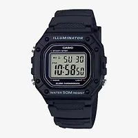 Casio Mens Digital Black Strap Watch W218h-1avos