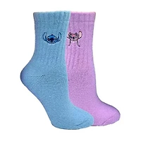 Supersoft Womens 2 Pair Lilo & Stitch Crew Socks