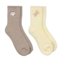 Supersoft Womens 2 Pair Peanuts Crew Socks