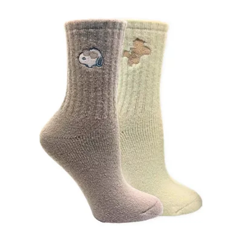 Supersoft Womens 2 Pair Peanuts Crew Socks