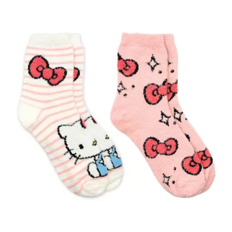 Cozy Womens 2 Pair Hello Kitty Crew Socks