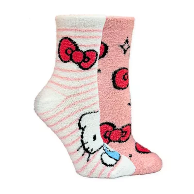 Cozy Womens 2 Pair Hello Kitty Crew Socks