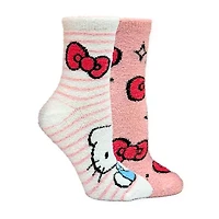 Cozy Womens 2 Pair Hello Kitty Crew Socks