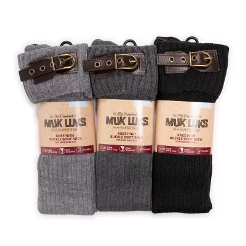 Muk Luks Womens Multi-Pack 3 Pair Boot Socks