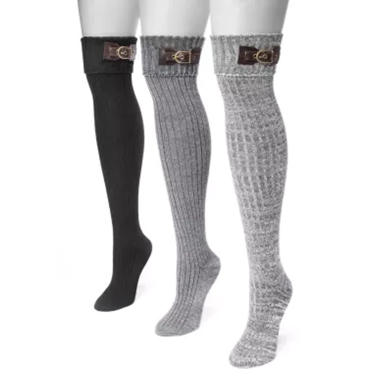 Muk Luks Womens Multi-Pack 3 Pair Boot Socks