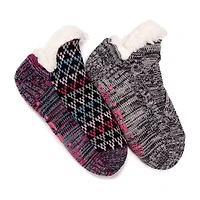 Muk Luks Womens 2 Pair Slipper Socks