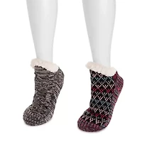 Muk Luks Womens 2 Pair Slipper Socks