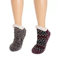 Muk Luks Womens 2 Pair Slipper Socks