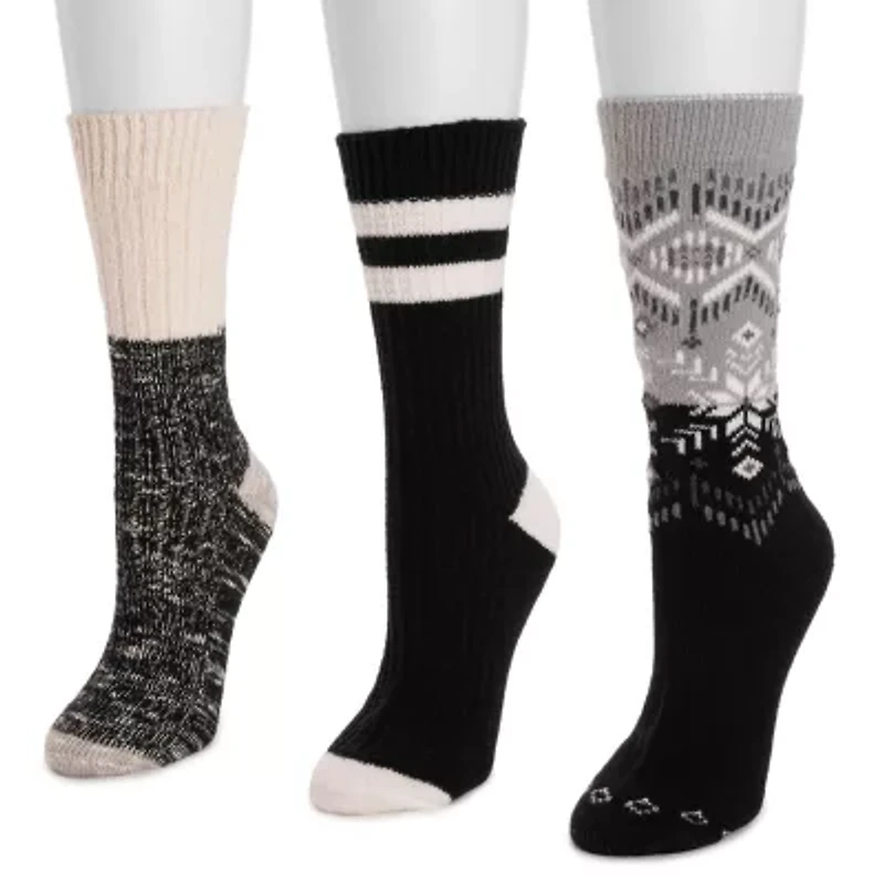 Muk Luks Womens Multi-Pack 3 Pair Boot Socks