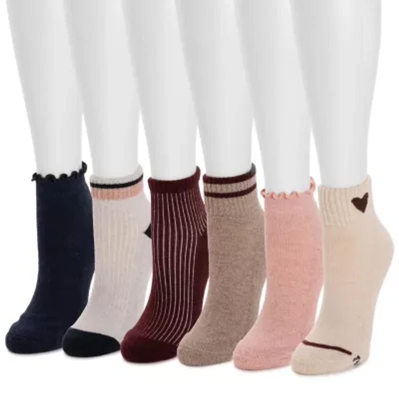 Muk Luks Womens 6 Pair Crew Socks