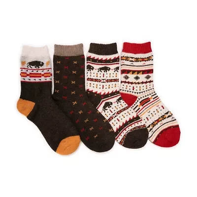Muk Luks Womens 4 Pair Crew Socks