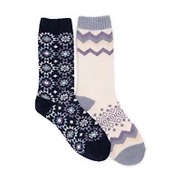 Muk Luks Womens 2 Pair Crew Socks