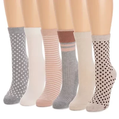 Muk Luks Womens 6 Pair Crew Socks