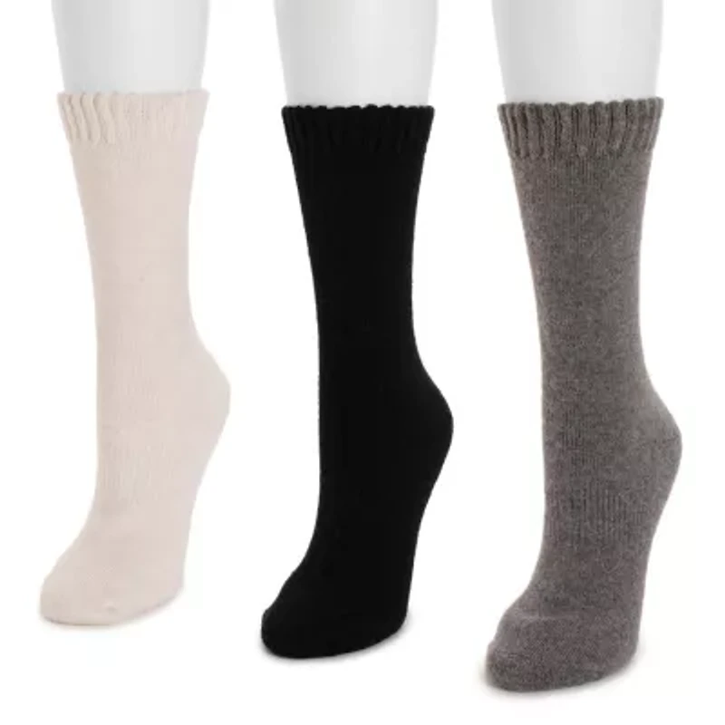 Muk Luks Womens Multi-Pack 3 Pair Boot Socks
