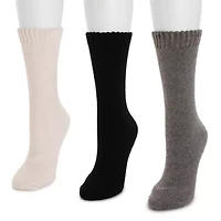 Muk Luks Womens Multi-Pack 3 Pair Boot Socks