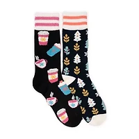 Muk Luks Womens 2 Pair Crew Socks