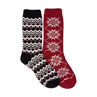 Muk Luks Womens 2 Pair Crew Socks