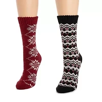 Muk Luks Womens 2 Pair Crew Socks