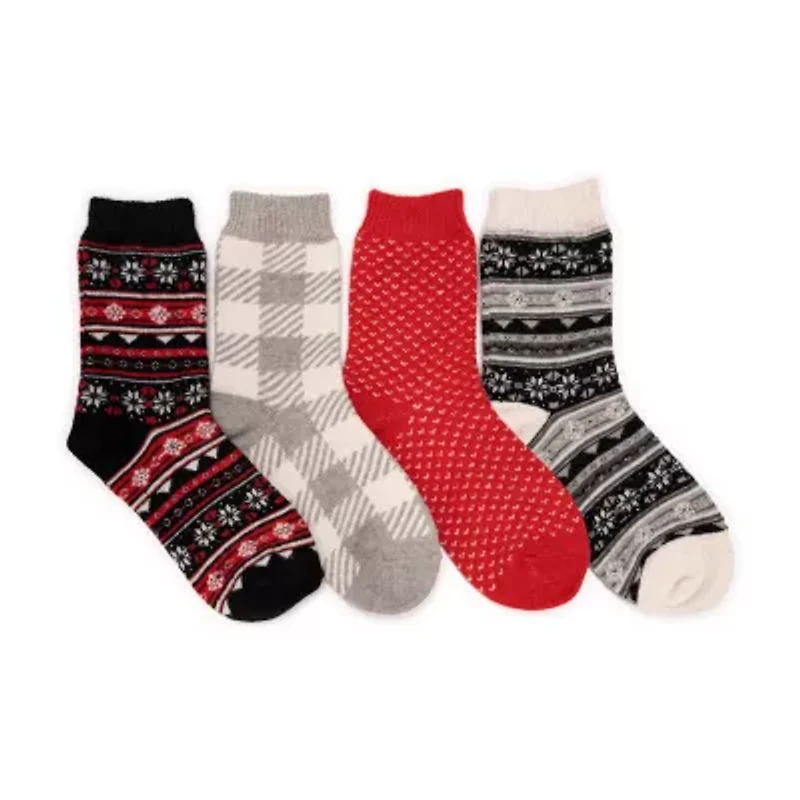 Muk Luks Womens 4 Pair Crew Socks