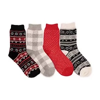 Muk Luks Womens 4 Pair Crew Socks