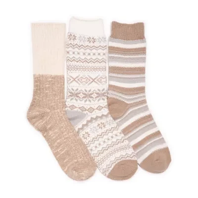 Muk Luks Womens Multi-Pack 3 Pair Boot Socks
