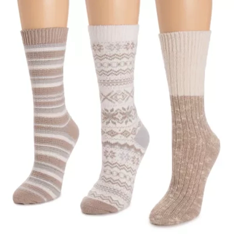Muk Luks Womens Multi-Pack 3 Pair Boot Socks