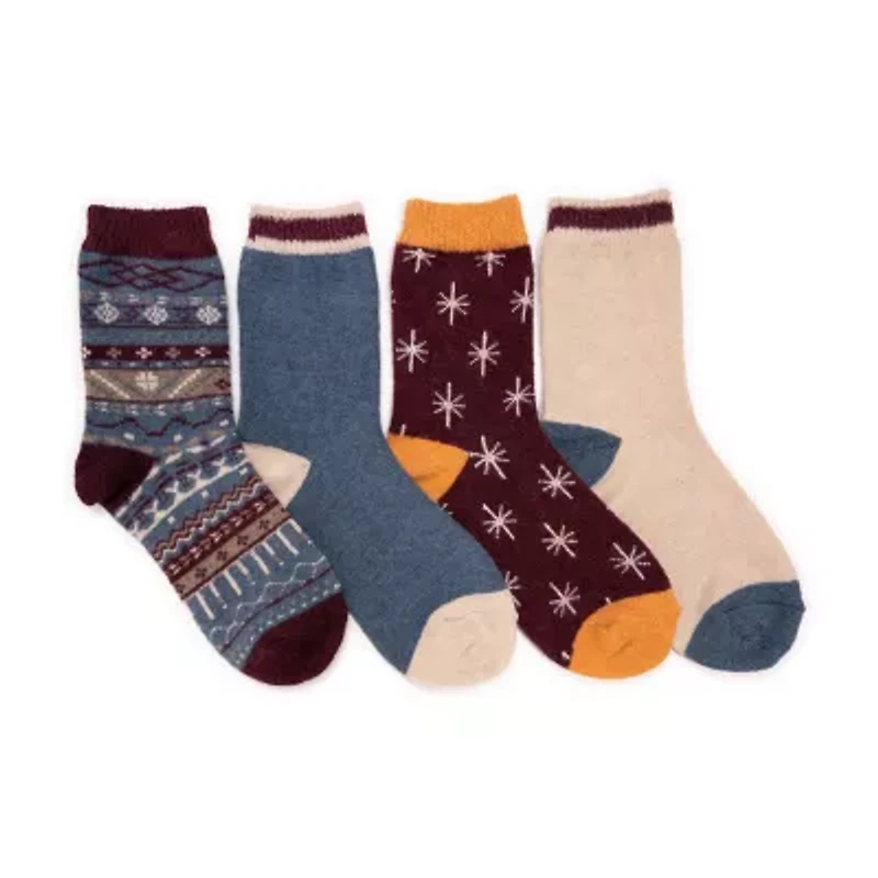 Muk Luks Womens 4 Pair Crew Socks