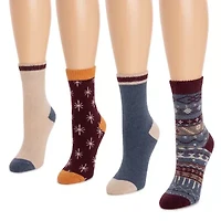 Muk Luks Womens 4 Pair Crew Socks