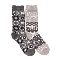 Muk Luks Womens 2 Pair Crew Socks