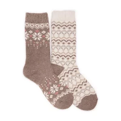 Muk Luks Womens 2 Pair Crew Socks
