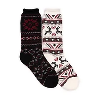 Muk Luks Womens 2 Pair Crew Socks