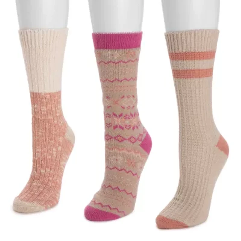 Muk Luks Womens Multi-Pack 3 Pair Boot Socks